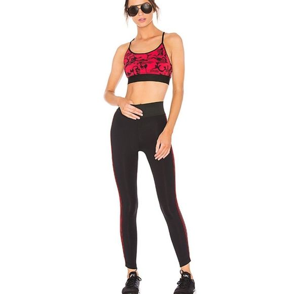 Koral High Rise Tone Leggings Black & Red Stripe - Picture 1 of 8